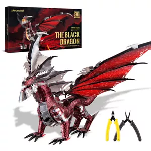 Piececool 3d Modellbausätze DER SCHWARZE DRACHE Metall-Puzzle Werkzeugsätze - Bild 1 von 12