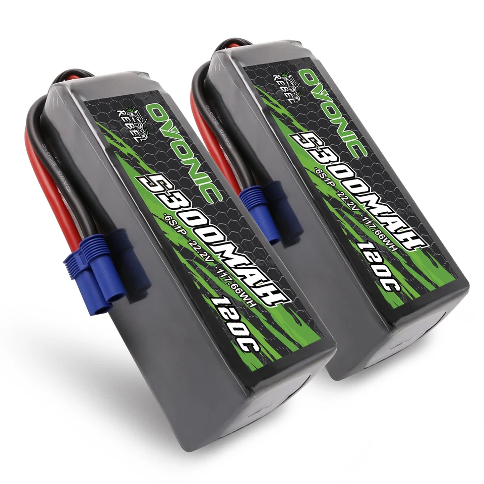 2x Ovonic 22,2V 120C 5300mAh 6S Lipo Akku EC5 für Arrma 1/10 1/8 1/7 LKW EDF Jet