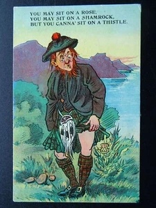 Scottish Comic YOU CANNA SIT ON A THISTLE c1910 Postcard - Picture 1 of 2