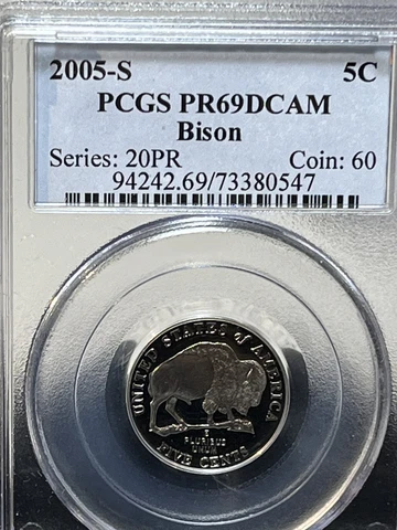 2005 S "BISON" Buffalo Jefferson Nickel 5 Cents PCGS Proof 69 Deep Cameo Coin Cover