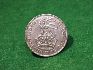 Ancienne Broche Argent Sterling One Shilling 1932 - Imagen 1 de 4