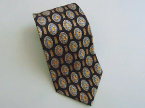 Countess Mara Men's Tie Necktie 100% Silk Medallion Color Black Multi 57 x 4 - Picture 1 of 11