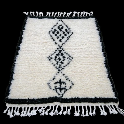 Moroccan Berber Rug 2x3 Wool Beni Ourain Handmade Tribal Neutral scandi Boho Rug - Image 1 of 4