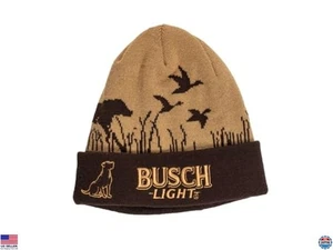 Calhoun Busch Light Winter Beanie - kuschelige Strickmütze mit Hund & Ente Design, braun - Bild 1 von 4