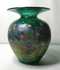 Jarrón americano de vidrio artístico de 7,5" "Aurora Monet" de Ken & Ingrid Hanson, con fecha 2022 - Imagen 1 de 9