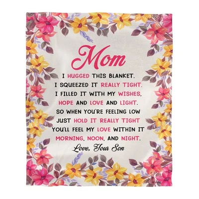 Flower Blanket Gift For Mother, To My Mom Blanket From Son Fleece Blanket To Mom - Image 1 of 4
