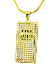 Dije colgante de circonita cúbica de astilla esterlina tono dorado para hombre 42x17 mm - Imagen 1 de 1