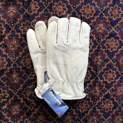 GUANTES THINSULATE Y2K 2000 DE COLECCIÓN para hombre cuero marfil TALLA XL vintage nuevos con etiquetas Foto 1 de 4