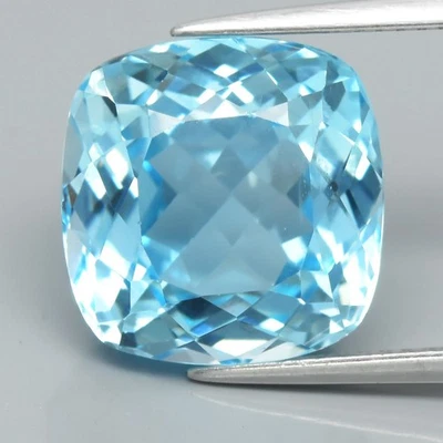 💎 14,39 ct 13x12,8 mm VS Cojín Topacio Azul Cielo Natural - Piedras Preciosas Brasil Foto 1 de 4