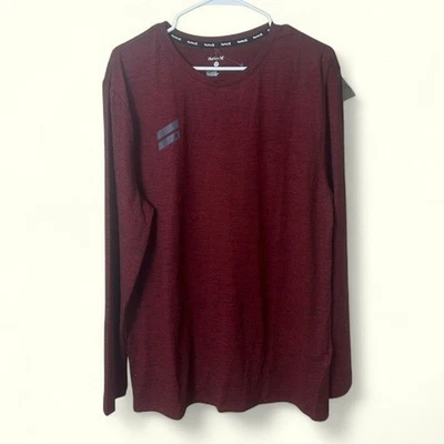 Hurley NUEVO Hombre Rojo Profundo Absorbe Humedad Activo Manga Larga Top Talla Grande Foto 1 de 4