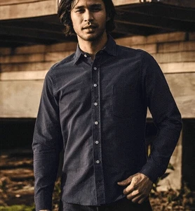Camisa Taylor Stitch The California In White Jacquard Dot abotonada M 40 - Imagen 1 de 8