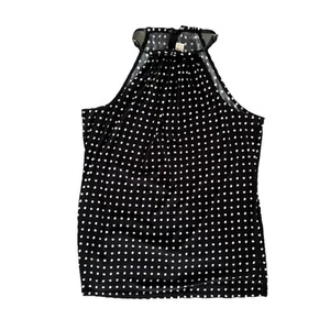 Michael Kors women's top M Polka Dots High Neck Black White Polka Dots Sleevess - Picture 1 of 9