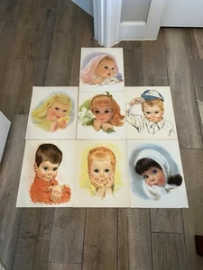 Set Of Seven (7) Vintage Northern Tissue Advertising Prints Of Children Pastel - Picture 1 of 10