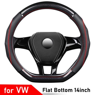 Flat Bottom Car Steering Wheel Cover Small-Size for VW Volkswagen Golf R 14inch Foto 1 de 4