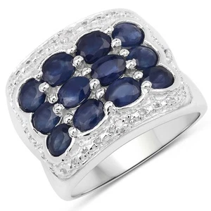 Ring 2,42 Karat echter blauer Saphir und weißer Topas 0,925 Sterlingsilber - Bild 1 von 1