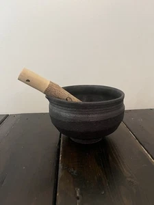 Traditional Japanese Earthenware Suribachi Mortar And Pestle - Picture 1 of 7