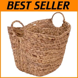 Natural Water Hyacinth Basket with Handles - Picture 1 of 12