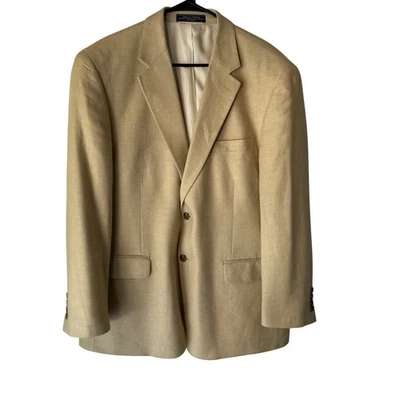 Chaqueta Blazer Abrigo Deportivo Haspel Para Hombres Tostado Lana Espiga Bambú Mezcla Seda 44R Foto 1 de 4