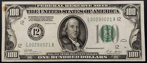 1928 $100 Federal Reserve Note "Big 12" San Francisco! Gold Clause! Fr# 2150 L. - Picture 1 of 4