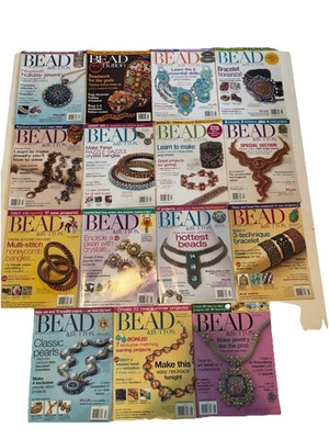 15 BEAD & BUTTON Magazine LOT Jewelry Beading 1997-2012 HUICHOL INDIAN BEAD ART - Image 1 of 4