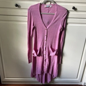 Free People FP Beach Bonita Vestito Cardigan a Costine Copricostume Rosa Taglia M - Foto 1 di 9