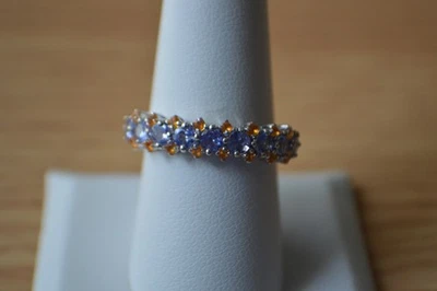 Anel de opala 1,20 ct AAA tanzanita/fogo folheado a ródio sobre prata fina tamanho 8 - Imagem 1 de 4