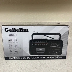 Gelielim Lecteur de Bande Cassette Bluetooth Boombox, Lecteur Cassette Am/fm/sw Radio - Photo 1/10