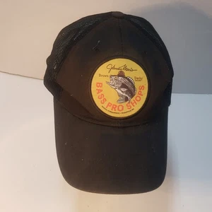 BASS PRO SHOP Mesh Snapback Black Hat Old School Logo Adjustable - Picture 1 of 8
