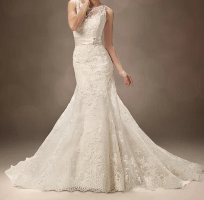 Sophia Tolli Lavinia Y11322 Wedding Dress 14 Ivory Lace Beaded Bling Corset - Image 1 of 4