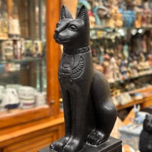 ANTICO ANTIQUARIATO EGIZIO unico antico gatto statua della dea egizia Bastet - Foto 1 di 10