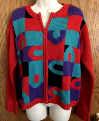 Cárdigan Suéter Coldwater Creek Multicolor Cremallera Frontal Mangas Largas Para Mujer Talla S Foto 1 de 4