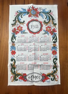Norge Rose Tyrihans Stoff Geschirrtuch Kalender Trollasen Skandinavien Rosemaling - Bild 1 von 6