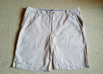 Pantalones Cortos Hombre-IZOD-blanco/marrón Rayas Seersucker 100% Algodón Frente Plano-42 Foto 1 de 4