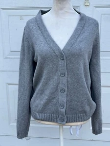 Women Brandy Melville grey cotton blend sweater cardigan long sleeves - Picture 1 of 5