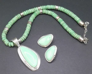 Jay King DTR Turquoise 925 Silver- Large Pendant Beaded 18in Necklace & Earrings - Picture 1 of 8
