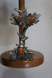 Wooden Countertop Paper Towel Holder with Metal and Wood Acorn Decor Accent - Picture 1 of 17