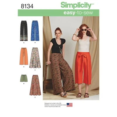 SIMPLICITY 8134 MISSES WRAP PANTS & WIDE PANTS Sewing Pattern Sizes 6-14 & 14-22 - Image 1 of 4