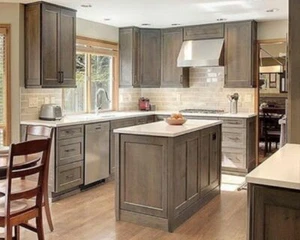 All Wood RTA 10X10 Winchester Grey Kitchen Cabinets + Flat Panel Door Style Gray - Picture 1 of 9