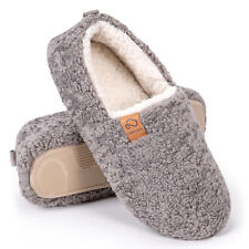 Women's Fuzzy Curly Fur Memory Foam Loafer Slippers Cosy Lined House Shoes Size