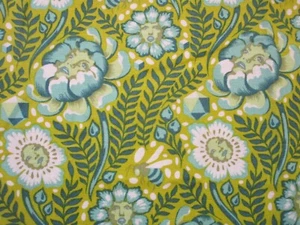 Tula Pink Cotton Fabric 1 Half Yard Spirit Animal Petal Heads Green 18" x 44" - Picture 1 of 3