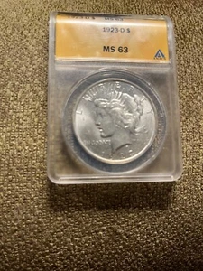 1923 d peace dollar ms63 white coin - Picture 1 of 2