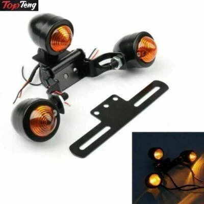 Universal Motorcycle Mount License Plate Bracket Taillight Brake Light Black S2 Foto 1 de 3