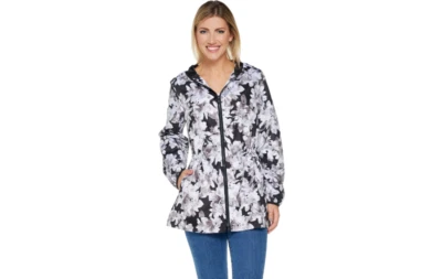 Isaac Mizrahi Live! Куртка с принтом SOHO Anorak серая большая A305201 QVC J - Изображение 1 из 4