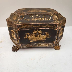 Antique Chinese Export Decorated Tea Caddy Chest - Picture 1 of 22