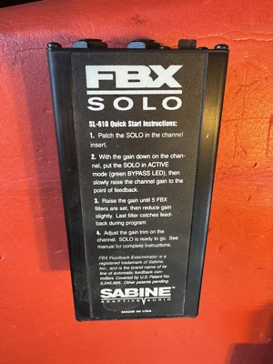 Sabine FBX SOLO SL-610 Microphone Instrument Feedback Controller adaptive audio. - Image 1 of 4