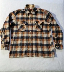 VTG 70s 1166 Collection Shirt Mens L Wool Blend Grunge Plaid Grandpa Shirt - Picture 1 of 7
