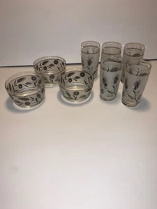 Vintage Silver Wheat Pattern Juice Glasses & Fruit Bowls 3 Bowls 5 Glasses - Picture 1 of 7