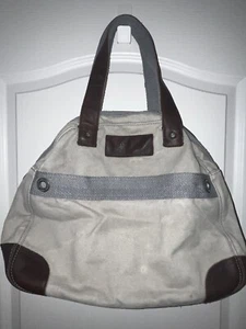 Vintage Abercrombie & Fitch Large Canvas & Leather Satchel Zip Up Bag Tote 19” - Picture 1 of 9