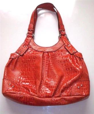 ~NUEVO SIN ETIQUETAS "Style & Co" Grande Naranja Imitación Patrón COCODRILO Bolso de Mano/Cartera ~TAN Bonito~ Foto 1 de 4