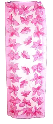 ¡OFERTA! BUFANDA DE GASA VINTAGE AÑOS 60 FIRMADA VERA FLORAL Rosa Mezcla Seda Etiqueta COLECCIONAR Foto 1 de 4